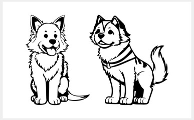 Doodle cat and dog clipart isolated. Hand drawn art. Sketch animal. Vector stock illustration. EPS 10
