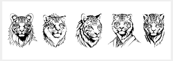 Sketch tiger tattoo isolated Animal clipart Vector stock illustration EPS 10