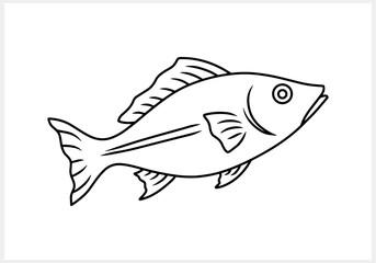 Sea fish isolated. Engraving Animal Doodle vector stock illustration. EPS 10