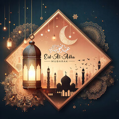 Ramadan Eid, Lantern Islamic, Eid al Adha, Elegant design, Festival of sacrifice, Happy Eid Ul Adha poster 
 - obrazy, fototapety, plakaty