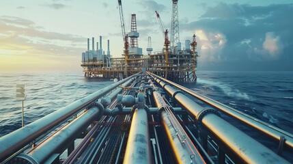 Pipes and tubes essential for crude oil and gas production seen in offshore rig structures