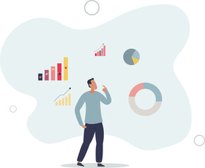 Businessman financial data analysis, economic and growth diagram,flat vector illustration.