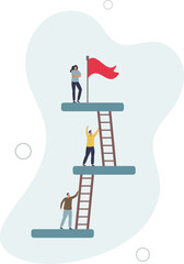 people employee climb ladder to next level.flat vector illustration.