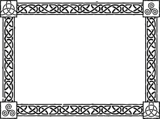 Large Rectangular Celtic Frame - Triskelion, Triquetra
