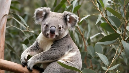 A Koala With Its Round Belly Full Of Eucalyptus