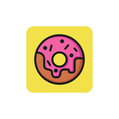 Fototapeta premium Line icon of glazed donut. Dessert, fast food, sugar. Sweet food concept. Can be used for topics like food, unhealthy eating, cafe
