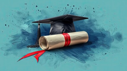 Graduation caps and diplomas celebrate academic success. Generative AI