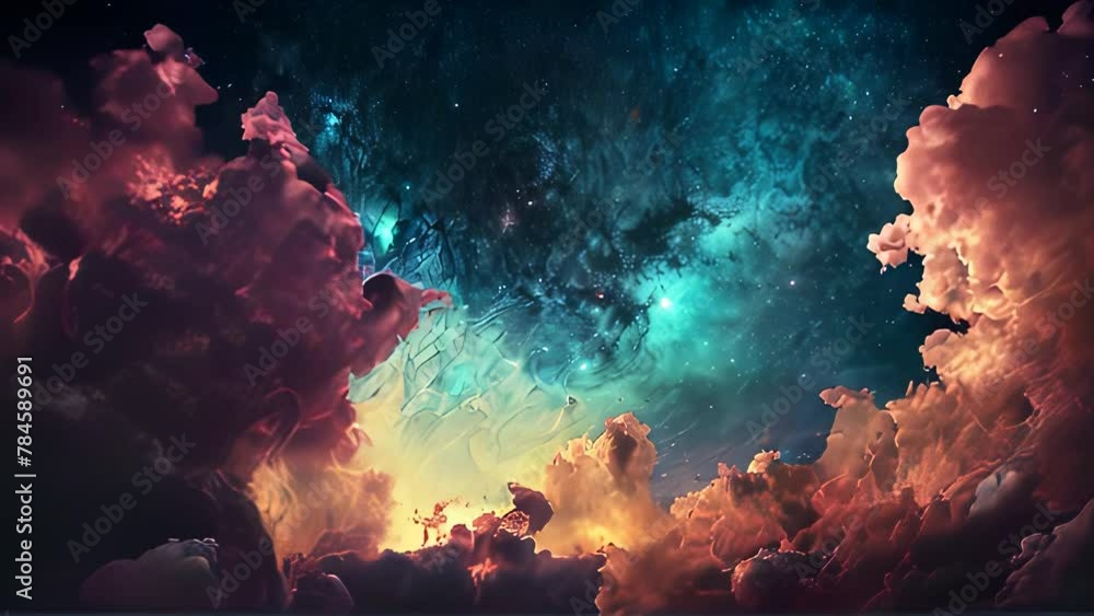 Wall mural colorful cosmic clouds with deep space bright universe