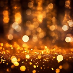 Light, christmas, bokeh, gold, himmering gold ornaments adorning the tree