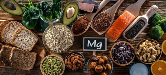 Composition with food products rich in magnesium