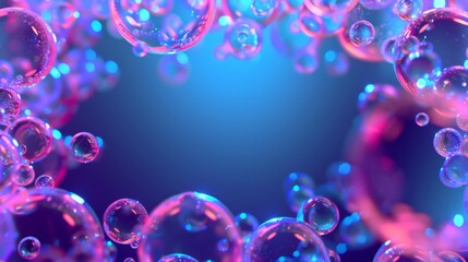 Vivid Blue Abstract Background with Colorful Glowing Bubbles