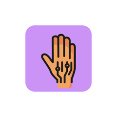 Icon of robotic hand. Futuristic, cyberspace, gesture. Biometrics concept. Can be used for topics like artificial intelligence, cyborg, prosthesis