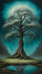 Traumhaftes Gemälde - alter Baum der Weisheit