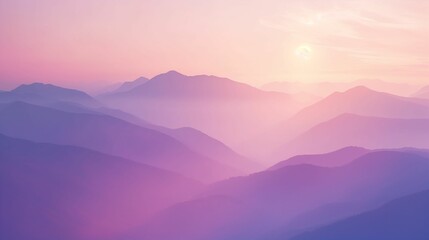 Mountain Landscape, Warm Sunset, Peaceful Nature Scenery - obrazy, fototapety, plakaty