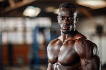 Fototapeta na wymiar A powerful athlete with toned physique and determined expression