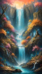 Fotobehang Traumhaftes Gemälde - Stimmungsvoller Wasserfall © lavillia