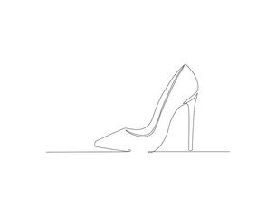 Continuous line drawing of high heel. One line of high heels. female elegant shoe concept continuous line art. Editable outline