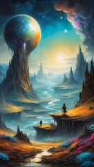 Farbenfrohes Gemälde - Traumhafte Fantasy Landschaft