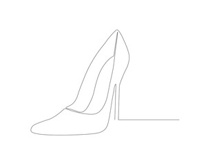 Continuous line drawing of high heel. One line of high heels. female elegant shoe concept continuous line art. Editable outline