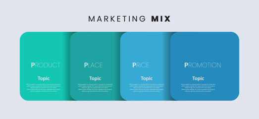 Marketing mix for 4 ps for Business presentation concept with 4 step or options. Vector illustration, Infographic annual report design template