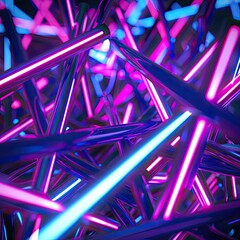 3D render of chaotic neon lines