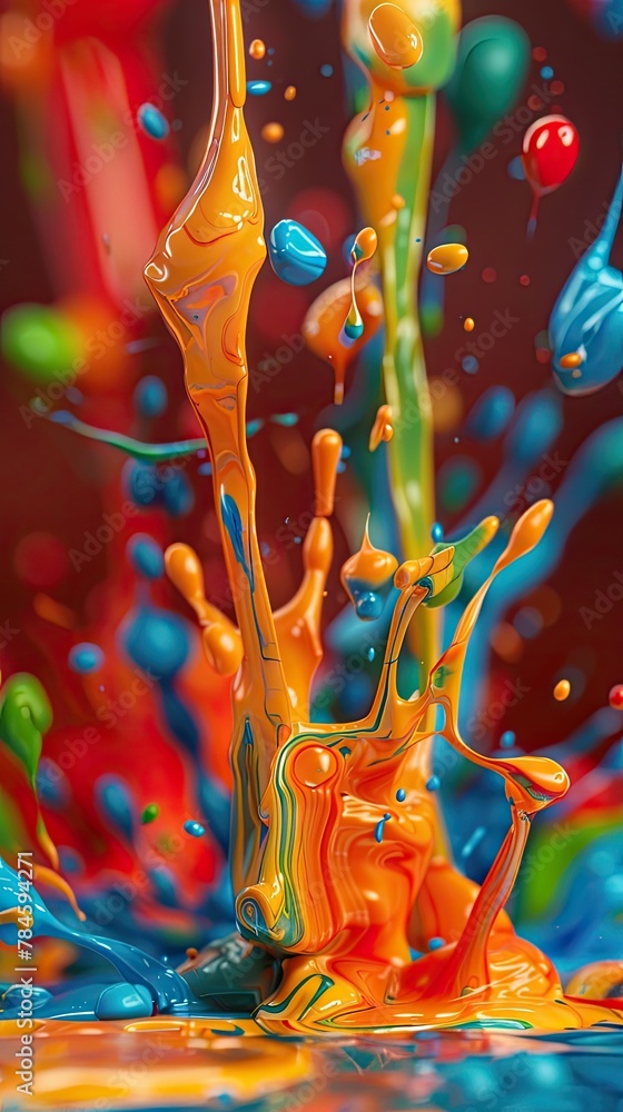 Poster dynamic 3d splashes of paint frozen in time