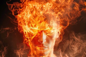 Cognition on fire, the heat of intense thinking and creativity - obrazy, fototapety, plakaty