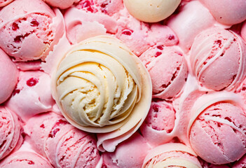 Pink cream background, pink ice cream