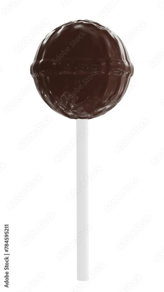 Aufkleber vertical video. realistic looping 3d animation of the spinning chocolate lollipop demonstration rend