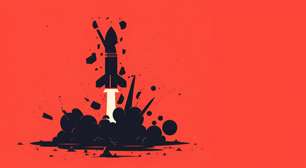 Flat illustration of a broken nuclear missile symbolizing disarmament - obrazy, fototapety, plakaty