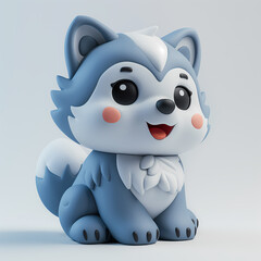 A cute and happy baby wolf 3d illustration