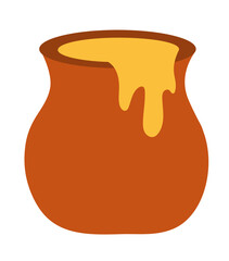 Honey pot. Vector illustration for honey design, beekeeper branding, industry.