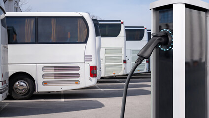 Electric buses with charging station