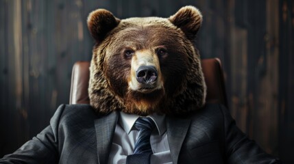 Businessman bear. Business bear in office - 784596660