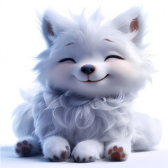 A cute and happy baby wolf 3d illustration