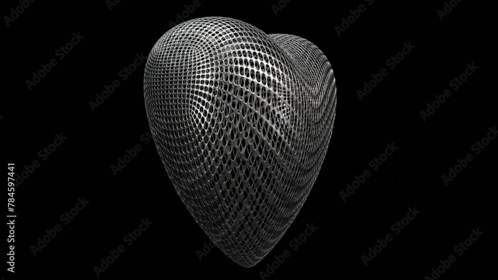 Aufkleber realistic abstract looping 3d animation of the spinning silver metal wireframe heart rendered in uhd