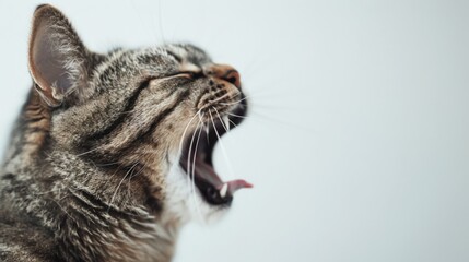 Cat yawns. Close-up feline yawns - obrazy, fototapety, plakaty