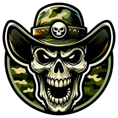 Fototapeta premium Skull and Bones: A Fierce Military Patch for Fearless Warriors