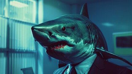 Business shark in office. Businessman shark. Corporate shark - 784598849