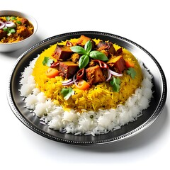 Rice with chicken. AI generated art