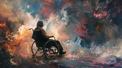 elderly person in a wheelchair. Disability month concept, senior citizens in high resolution