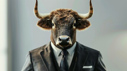 Businessman bull. Business bull in office - 784599637