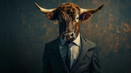 Businessman bull. Business bull in office - 784599680