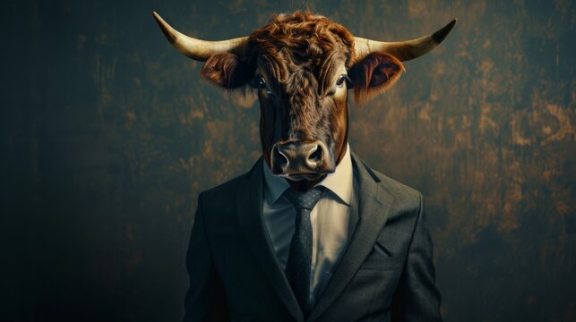Businessman bull. Business bull in office