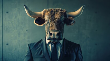 Businessman bull. Business bull in office - 784599818