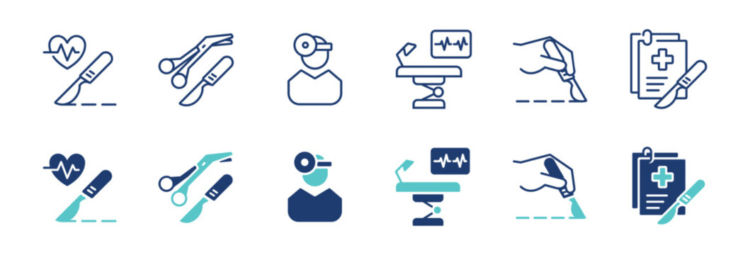 surgery operation icon vector set health disease treatment surgery knife tools hospital emergency surgeon signs illustration
