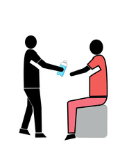 Two people are sharing a bottle of water