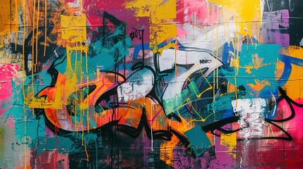 Abstract Oil painting, graffiti walls, vibrant urban art, golden hour, wide lens, textured rebellion. 