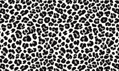 black and white leopard print pattern on the ground, flat illustration style, vector graphics, simple lines, minimalism, no shadows, white background, high resolution