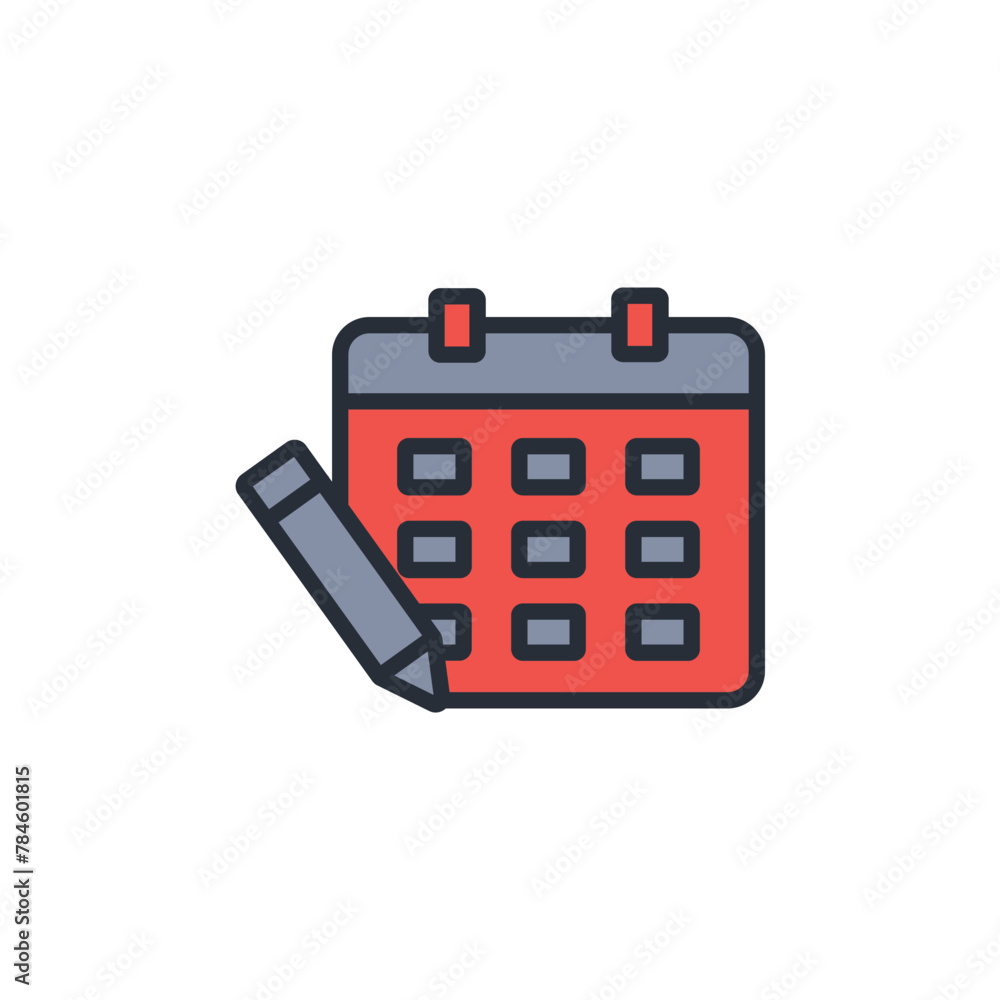 Poster edit calendar icon. vector.editable stroke.linear style sign for use web design,logo.symbol illustra